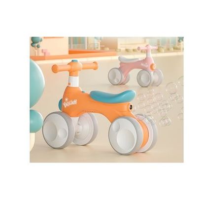 Bicicletta di plastica a quattro ruote per bambini con dispositivo a bolla di luce musicale con carico massimo di 30 kg