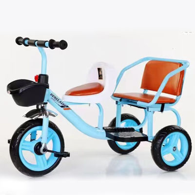 Bicicletta per bambini all'aperto 2023 Triciclo doppio con manubrio a carico rapido e grande cestino
