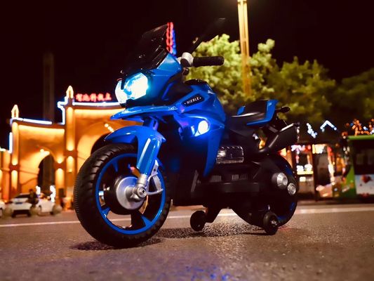 Custom Yellow Ride On Toy Electric Motorcycle Bike per bambini e ruote luminose