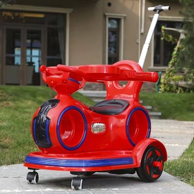 Carro elettrico per bambini con maniglia di spinta e luci colorate