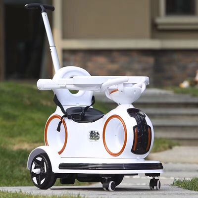 Carro elettrico per bambini con maniglia di spinta e luci colorate