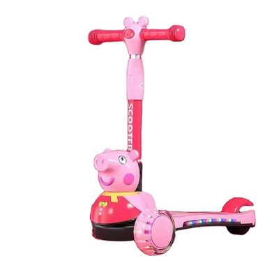 Kids Pedal Skateboard Scooter Car con funzione pieghevole luci musicali e ruote PU