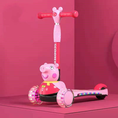 Kids Pedal Skateboard Scooter Car con funzione pieghevole luci musicali e ruote PU