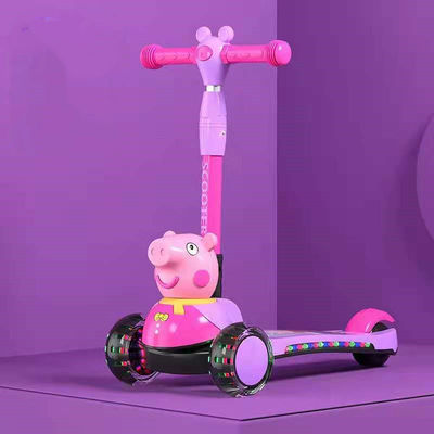 Kids Pedal Skateboard Scooter Car con funzione pieghevole luci musicali e ruote PU