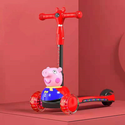 Kids Pedal Skateboard Scooter Car con funzione pieghevole luci musicali e ruote PU