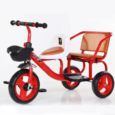 Bicicletta per bambini all'aperto 2023 Triciclo doppio con manubrio a carico rapido e grande cestino