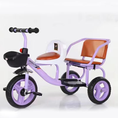 Bicicletta per bambini all'aperto 2023 Triciclo doppio con manubrio a carico rapido e grande cestino