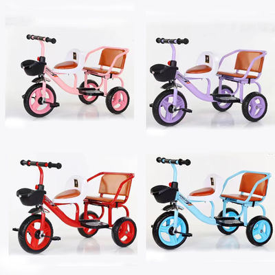 Bicicletta per bambini all'aperto 2023 Triciclo doppio con manubrio a carico rapido e grande cestino